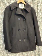Vintage US Navy Wool Pea Coat Black Jacket Double-Breasted Size 40 Made In USA