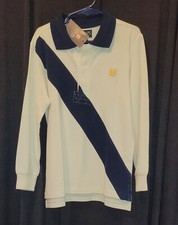 NWT BOYS CHAPS IVORY  NAVY, SIZE 6, LONG SLEEVE, POLO SHIRT