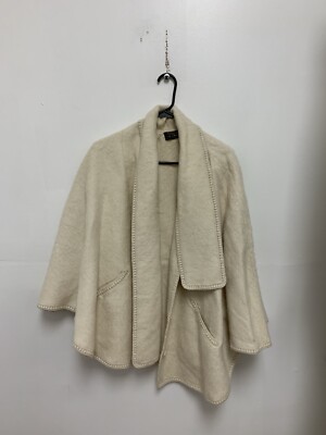 Vintage Mon Repos Poncho Womens OS Cream Alpaca Knit Cape Peru Tassel 70s 80s
