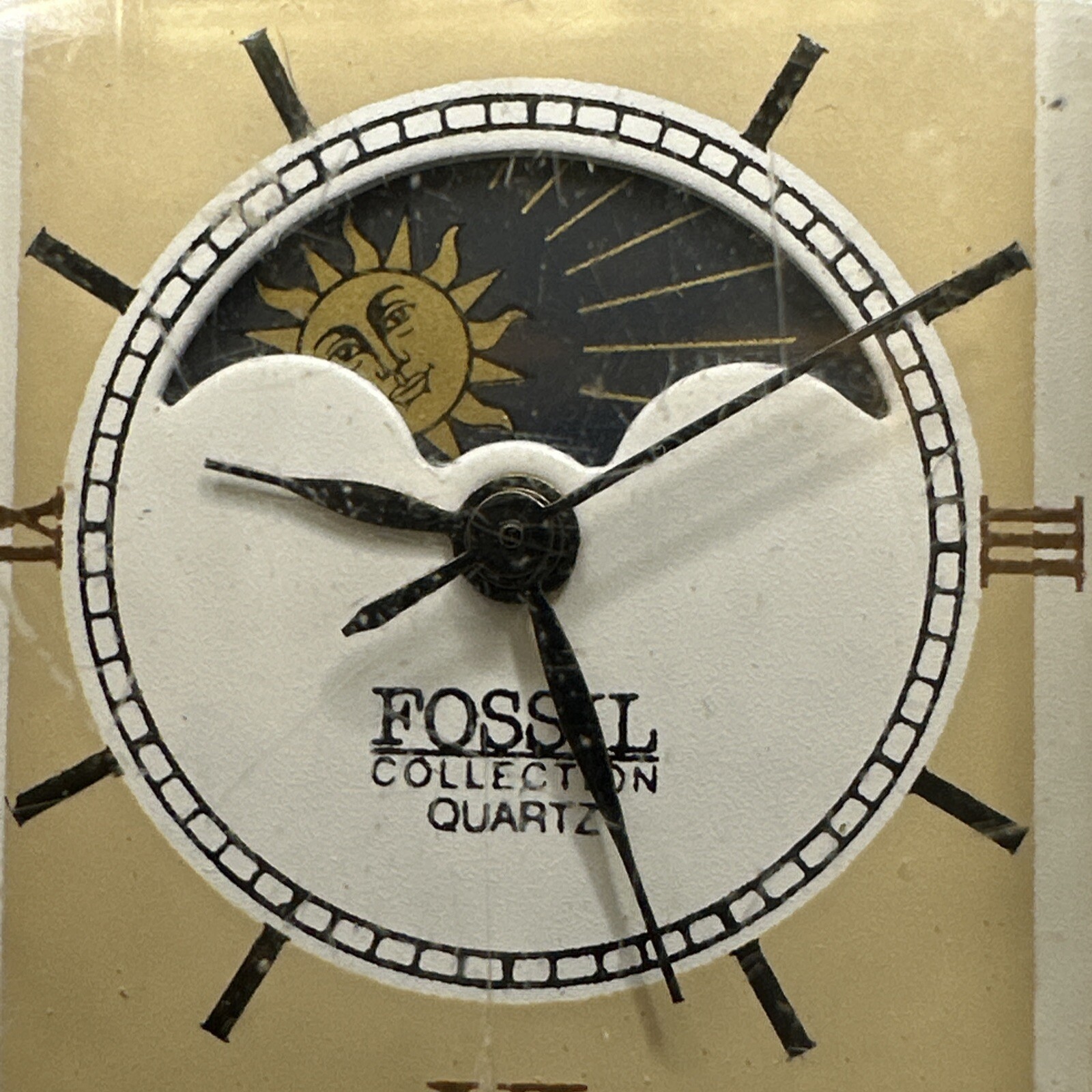 Vintage Fossil Collection UNTESTED Ellipsis Watch Quartz Moon Phase Rectangle