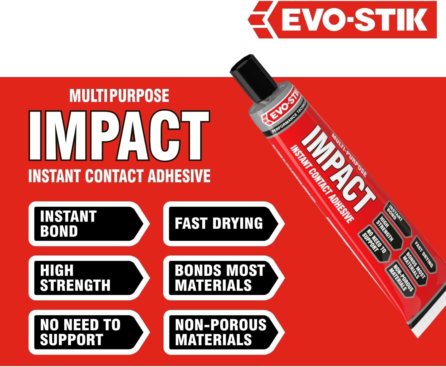 Evo Stick Impact Instant Contact Adhesive Multi Purpose Glue High