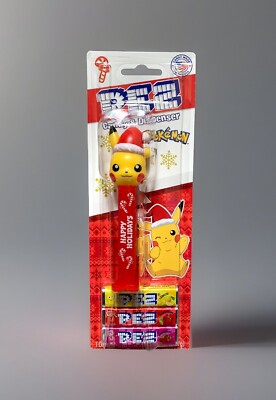 NEW Pokémon PIKACHU w/SANTA HAT Holiday Pez Candy Dispenser & 3 Pez Candy Packs