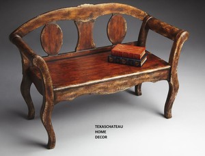 Mexican Hacienda Spanish Colonial Revival Wood Bench Furniture Image Is Loading Mexican Hacienda Spanish Colonial Revival Wood Bench Furniture