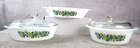 3 VINTAGE OVENWARE CASSEROLE DISH BLUE BERRIES W/LID MADE IN USA