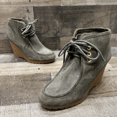 MICHAEL Michael Kors Womens Green Suede Chukka Wedge Heels Comfort Size M 