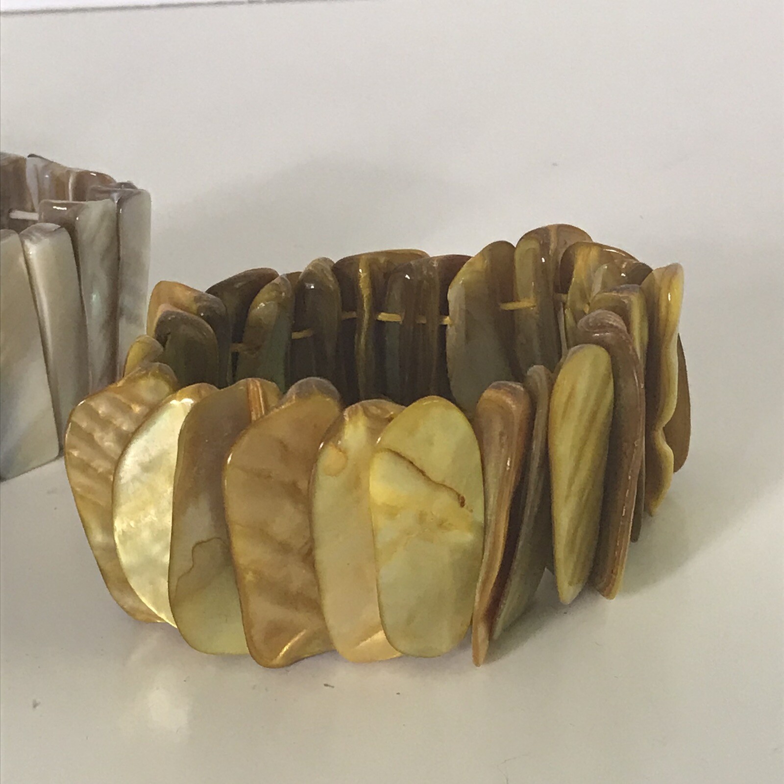 Chunky Stretch Bracelets Abalone Shell Beach Blue… - image 5