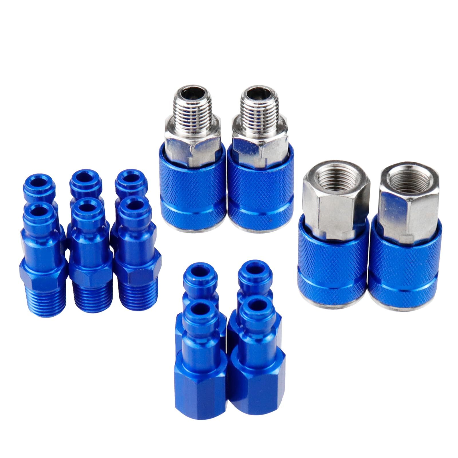 1/4" NPT Air Hose Fittings and Plug Kit Universal Air Coupler for Air Compres...