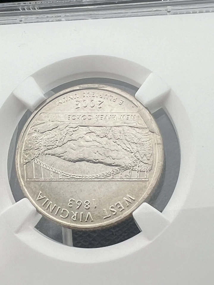 2005 P WEST VIRGINIA 25C OBVDUE BREAK @4:00& TWO REV DIE BREAKS @6:00&8:00 MS 66 - Image 3 of 4