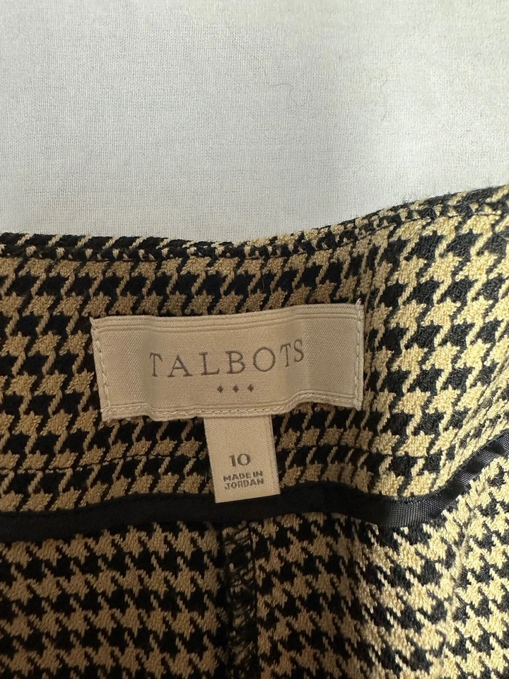 Pantalón de vestir Talbots para mujer pata de gallo negro dorado 10 Heritage mezcla de poliéster Foto 2 de 4