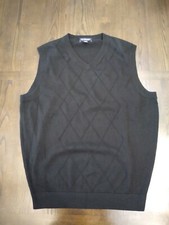 Roundtree Yorke V Neck Mens Sweater Vest Black Size XLT 100 Cotton