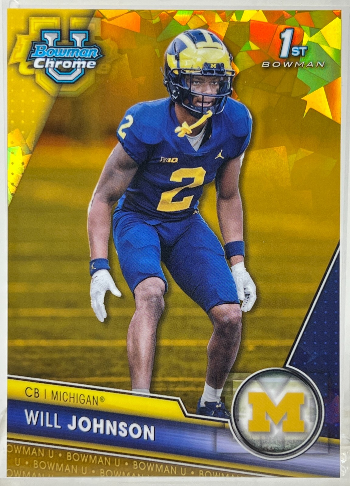 Will Johnson 2023 Bowman Chrome U Sapphire Gold #41/50 Michigan 1st