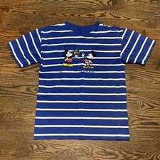Disney Store Vintage Mickey  Minnie Mouse Striped Blue Shirt, Size Medium
