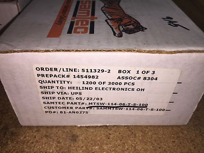 QTY=50: MTSW-114-06-T-S-100, SAMTEC, Conn Unshrouded HDR 14 POS 2.54mm Solder ST