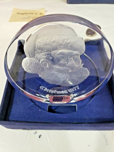 1977 SCHMID CHRISTMAS Crystal Images SANTA CLAUS Ornament Paper Weight in box - Picture 6 of 12