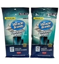 Electronic Wipes Miracle Brands Streak Free Screen Cleaner 2 Packs, 20 Each Pack