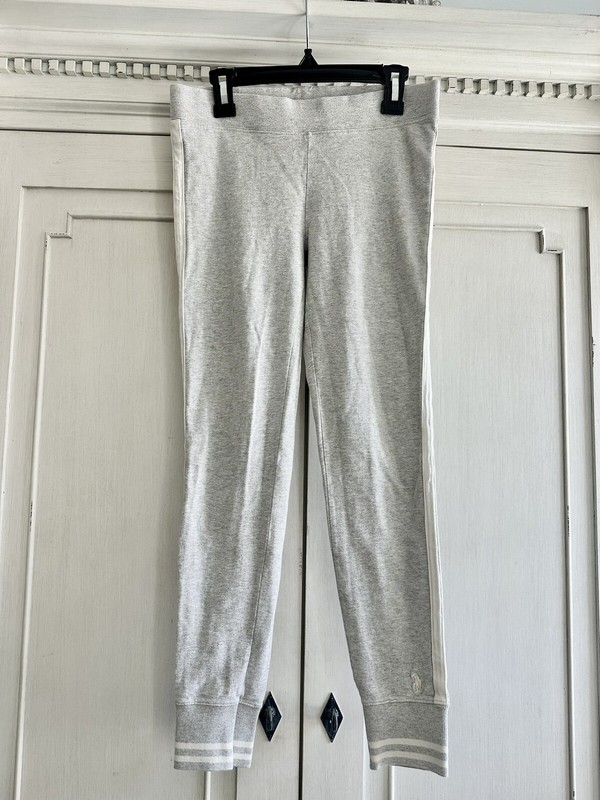 Polo by Ralph Lauren Girls Gray W/White Track Jogger Pants Sz XL(16)