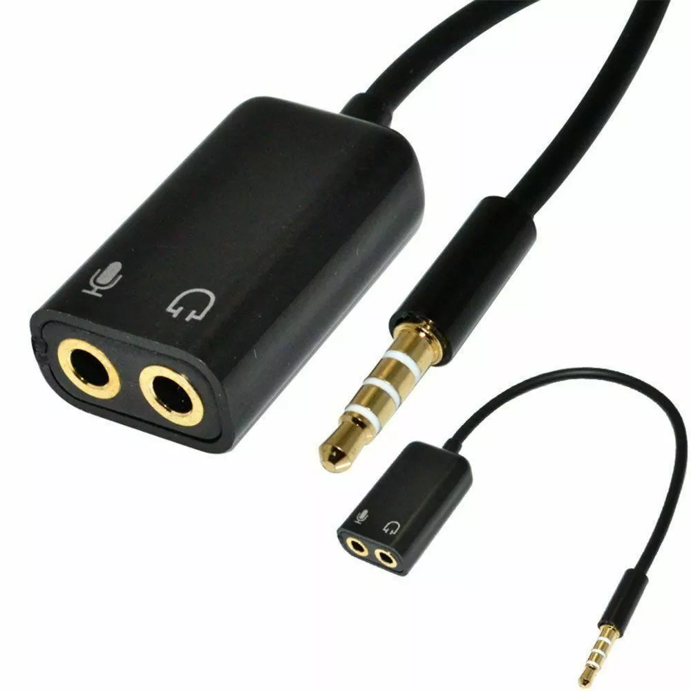 3.5mm Audio Splitter Jack Plug Male to Aux Female Microphone