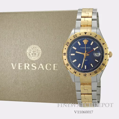 Authentic Unisex Versace Hellenyium Blue Dial Two tone Steel Watch