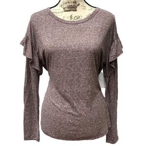 tru ruffle oversized loose thin sleeve purple shirt