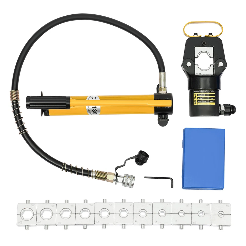 20 Ton Hydraulic Crimper Crimping Tool Dies Cable Wire Hose Lug Terminal + Pump - Image 2 of 4