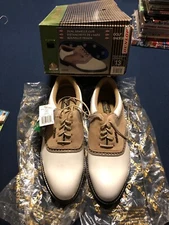 Dunlop Men's Golf Shoe sz 13M Leather Ivory Tan M4300C