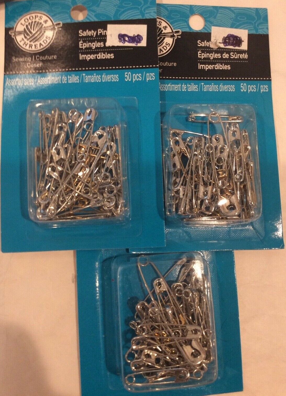 Lot of 50 Pins Gold Safety Pin LAUNDRY PINS Sewing Crafting