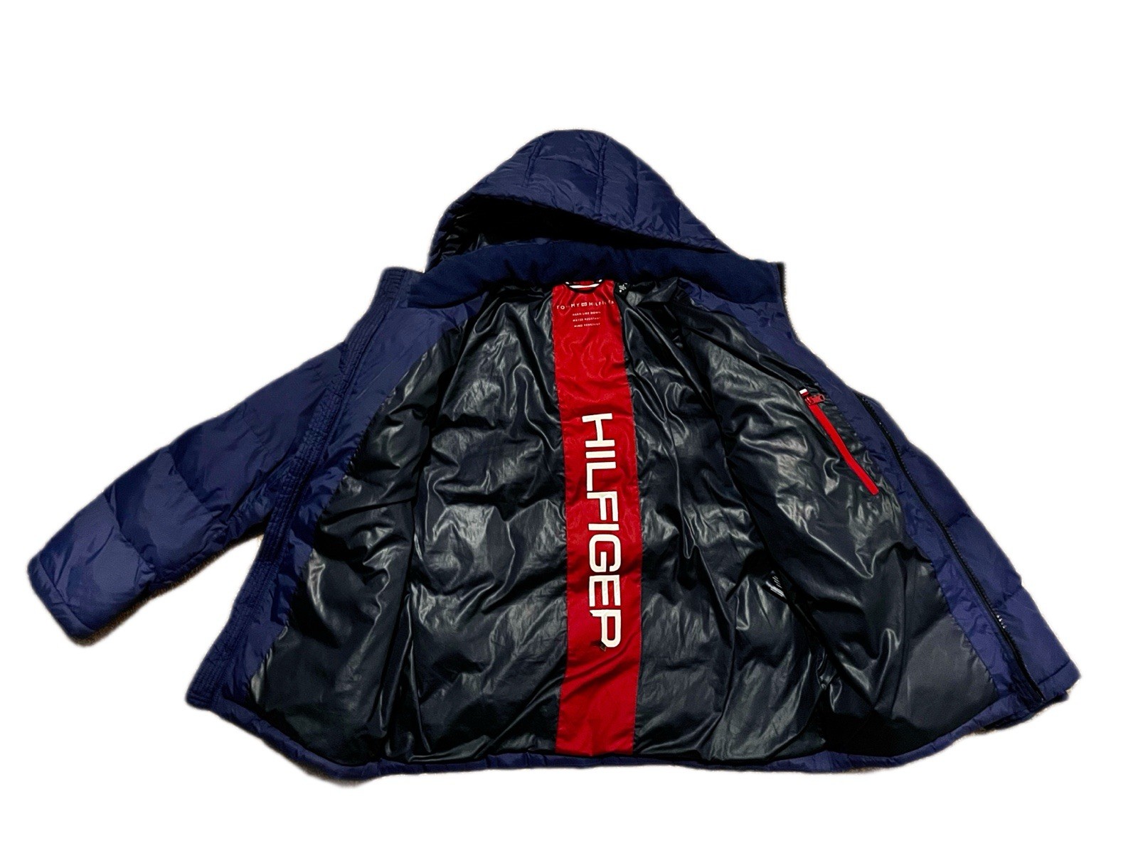 Tommy Hilfiger Men's Hooded Puffer Jacket Royal Blue Zip Quilted Nylon Large thumbnail 5