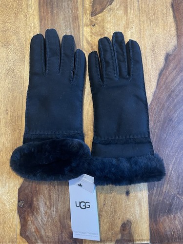 UGG Women's Leather Sheepskin Seamed Tech Gloves Touchscreen Compatible Size M - Picture 5 of 9