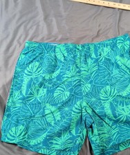 Columbia Swim Trunks Mens 2XL Blue Leaf Omni Shield Big Dippers Sun Protection