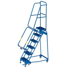 Global Industrial 6 Step Narrow Steel Rolling Ladder 16"W Perforated Step