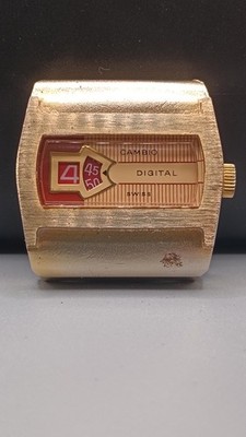 Vintage 1970s Cambio Jump Hour Digital Mechanical Swiss Red Dial Watch Working