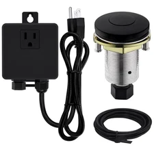 SINKINGDOM Garbage Disposal SinkTop Air Switch Kit Steel Button Matte Black Fini