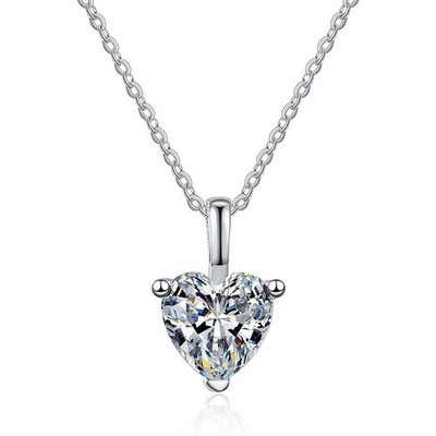 1CT Heart Cut VVS Moissanite Necklace Pendant 925 Sterling Silver Passes Tester