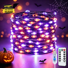 100 LED Halloween Lights Indoor Fairy Lights Orange Purple USB