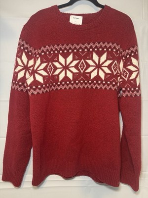 Old Navy Red Cozy Fair Isle Sweater Size Large Gender Neutral