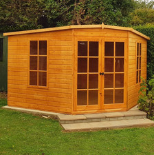 Image of Garden Log Cabin, Handmade in Britain Stunning 10 X 10 Ft Corner Summer House
