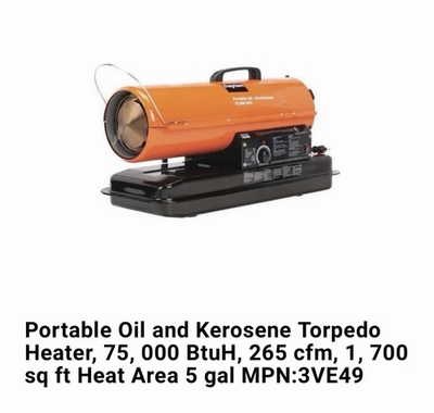 #ad Dayton #x27;Portable Oil and Kerosene Heater 75000 BtuH $375.00