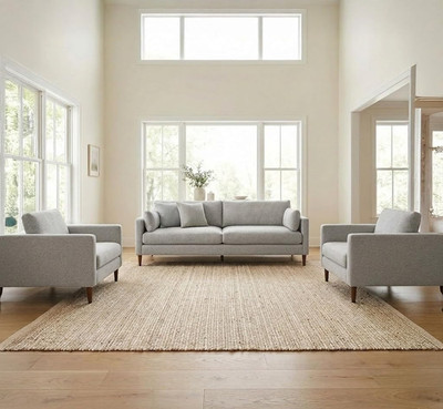 Hand Woven Jute Cotton Area Rug - Rustic Vintage Bohemian 3' x 5