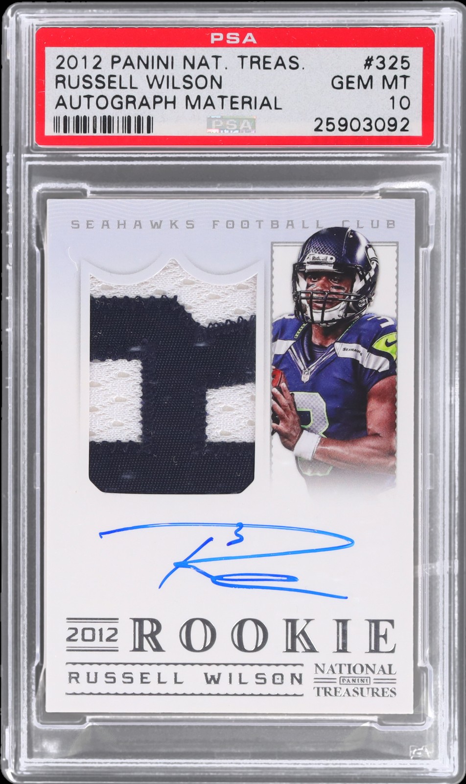 2012 National Treasures Russell Wilson #325 PSA 10 RC Rookie Patch Autograph