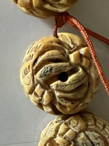 Vtg 20 Chinese HAND CARVED BONE Owl SPACER BEADS 20x9mm Carved Owl Beads - Picture 10 of 19