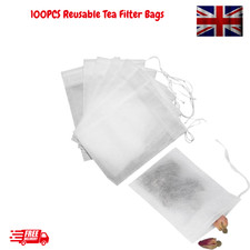100PCS Reusable Tea Filter Bags Drawstring Empty Tea Bag for Loose Leaf & Coffee