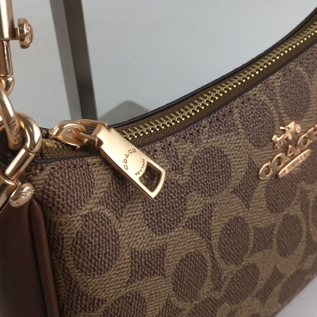 COACH Teri 2Way Shoulder Bag Signature Canvas Brown Crossbody