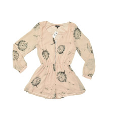 EXPRESS Women's Pink Dandelion Print Romper Regular Size S Long Sleeve NEW