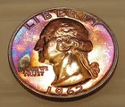 1962  Gem Proof Quarter 90% Silver MONSTER  RARE BLUE    TONING  #407 ~ 3