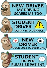 4Pcs (2pack)   Sloth Newbie Magnetic Student Driver Funny Car Sticker, Beginner