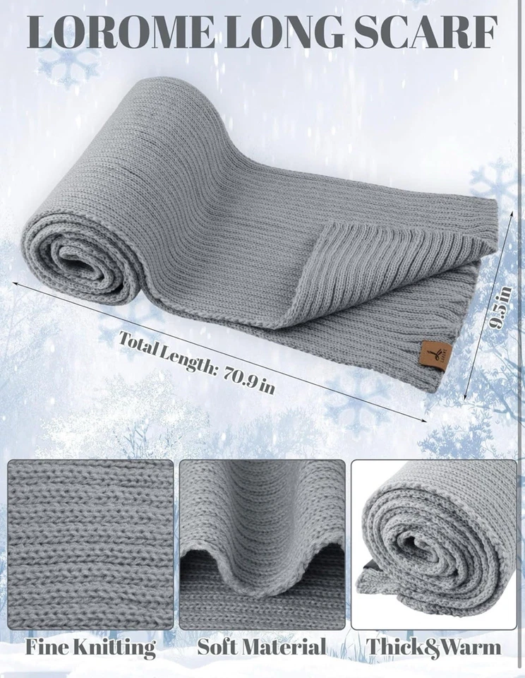 Invierno Tejido 3 Piezas Conjunto Gris Sombrero Bufanda Guantes Pantalla Táctil Guantes Nuevo En Caja Foto 3 de 4