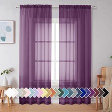 Purple Sheer Curtains 84 Inches Long 2 Panels, 42"W x 84"L Pack of 2 Plum