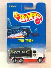 Hot Wheels TANK TRUCK - Blue & White Card #147 - Water Dust Control, 5 Spoke