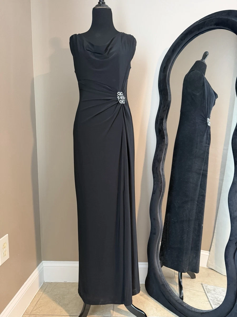 ebay evening dresses size 10 Molly Malloy Evening Maxi Dress Size 10 Womans Black Sequin Cross Back V-Neck
