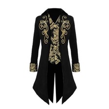 Mens Medieval Tailcoat Velvet Jacket Steampunk Masquerade Halloween Cosplay